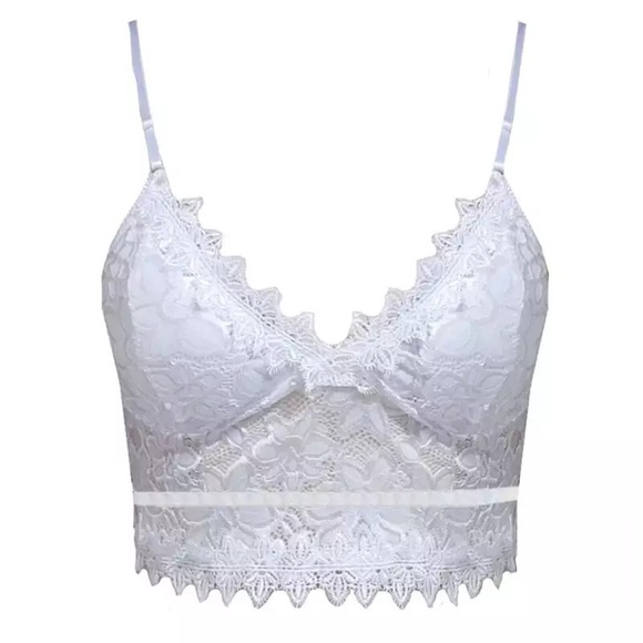 Lace bralette padded white adjustable straps - Picture 2 of 4